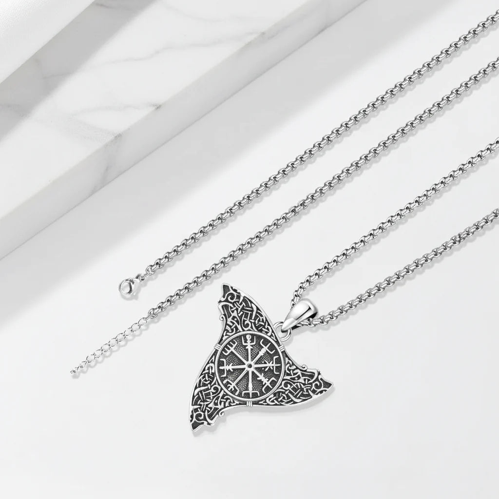 Vegvisir Viking Necklace 925 Sterling Silver – Nordic Compass Protection Amulet Pendant for Men & Women