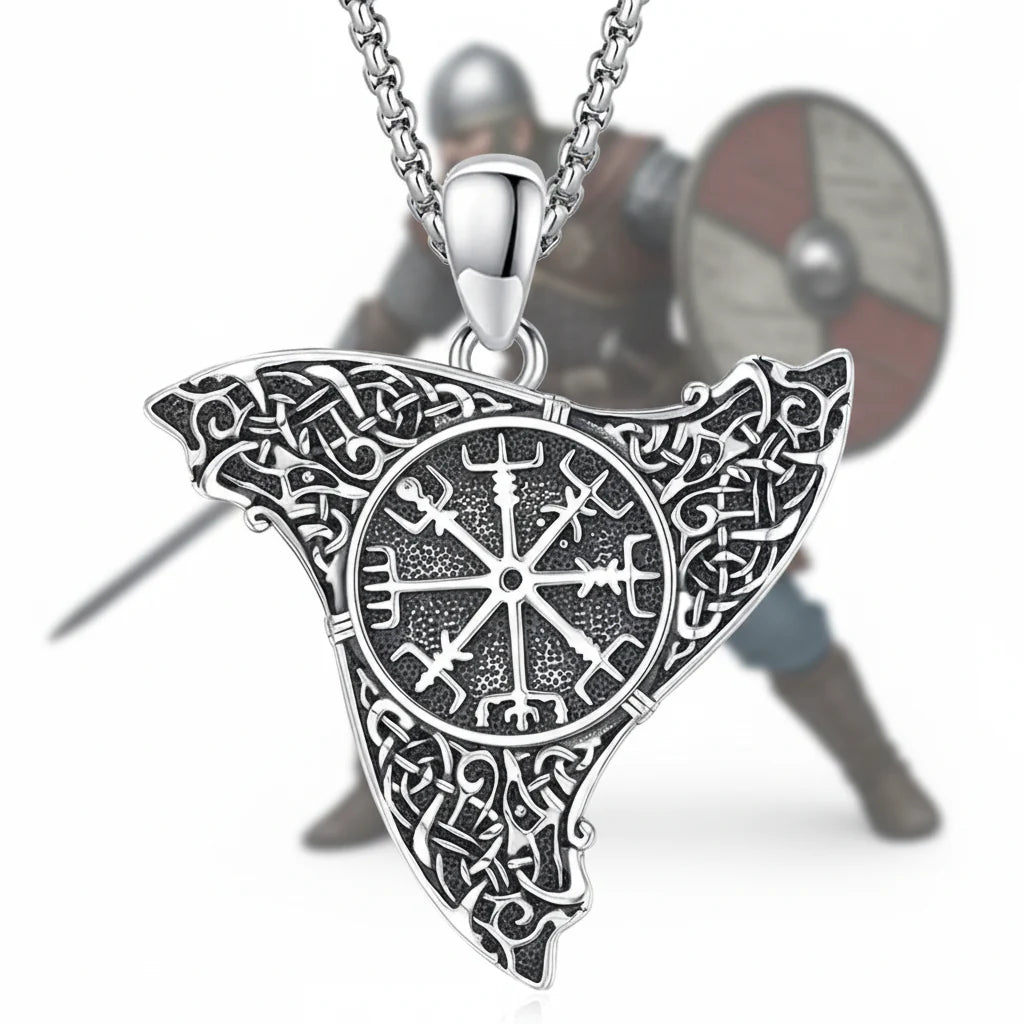 Vegvisir Viking Necklace 925 Sterling Silver – Nordic Compass Protection Amulet Pendant for Men & Women